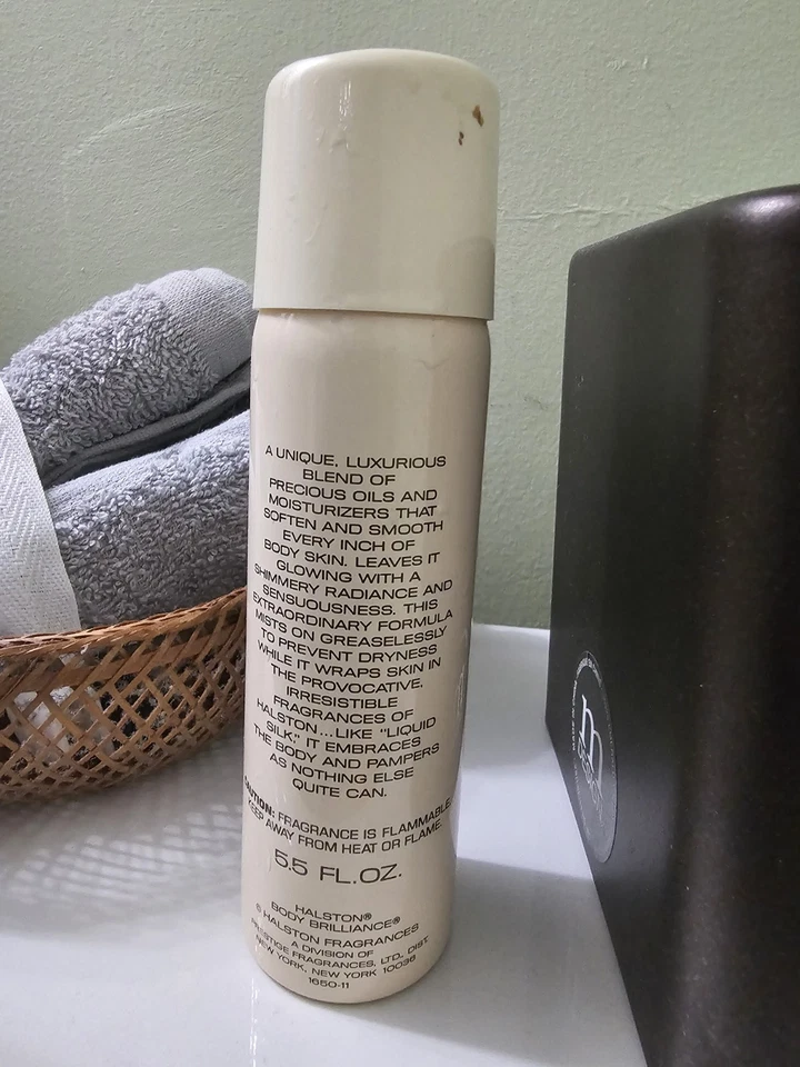 HALSTON BODY BRILLANCE ШЕЛКОВИСТЫЙ спрей с сухим маслом винтажный аэрозоль 5,5 унц редкий новый без коробки - Изображение 2 из 2