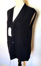 Traditional Mexican Black Vest/Sz L Tradicional Chaleco De Se ora / Women's Knit