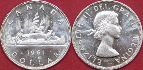 Brilliant Uncirculated 1961 Canada Silver 1 Dollar Maybe Scratched