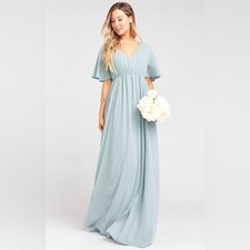 Show Me Your MuMu Emily Maxi Dress in Silver Sage Crisp Size Small