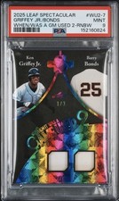 2025 Leaf Spectacular Griffey Jr./Bonds #WU2-7 When/Was Game Used RNBW 1/3 PSA 9