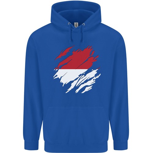 Torn Indonesia Flag Indonesian Day Football Childrens Kids Hoodie - Picture 8 of 33