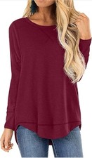 Autumn Women's Long Sleeve Loose Blouse T-Shirt Tops Pullover Tunic Top Shirts-S