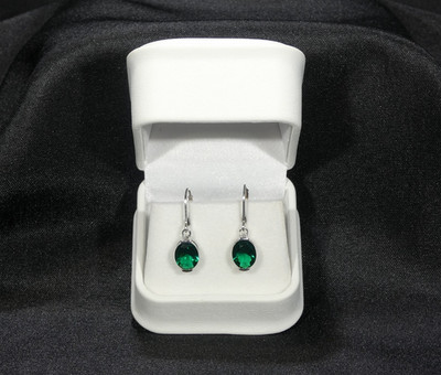 4.26 ct Lab Created Green Emerald Solid Sterling Silver Lever-back Earrings