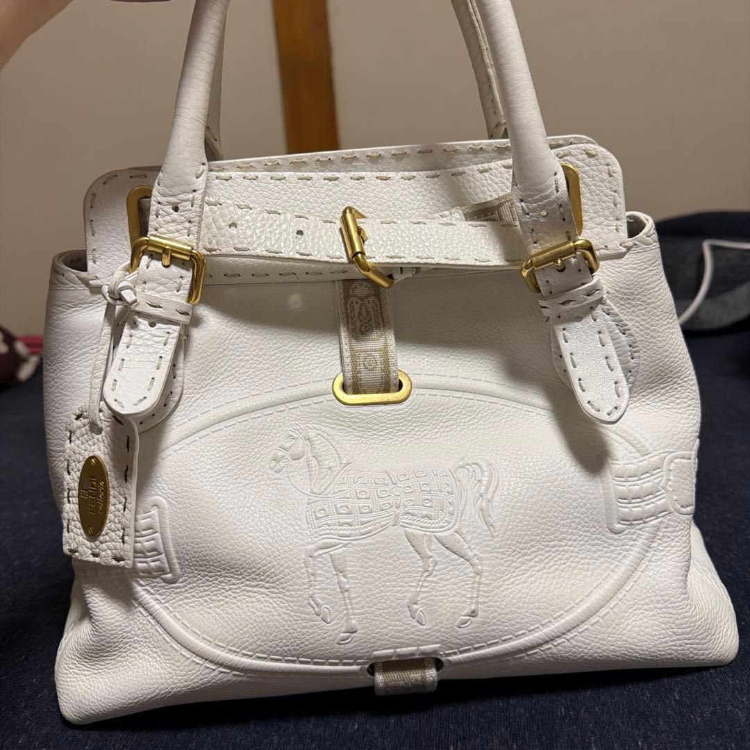 FENDI Handbag White Selleria/Vintage