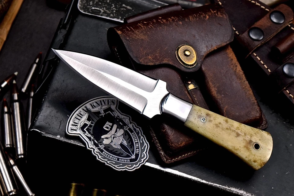 Faca de caça CFK feita à mão AUS 10 personalizada BROWN CAMEL BONE pequena adaga - Imagem 4 de 4