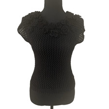 NWT KNITTED & KNOTTED XS Black Pua Pullover C...