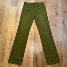 Vintage Lee Riders Pants Jeans Mens 31 33 Olive Straight Leg 5 Pocket MCM 1960s