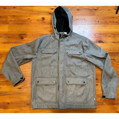 Mens size Large Magellan outdoors gray hooded jacket coat fleece lined