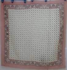 Club 7 Echo Scarf Shawl Wild Rag Paisley Mauve Blue Pastel 30" Sq Raw Hem Gift