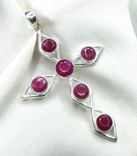 💗 Kreuz Anhänger 925 Sterling Silber mit Rubin • Strahlend & ausdrucksstark💗