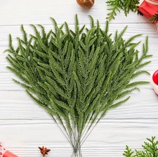 Norfolk Pine Branches - Realistic Evergreen Needles, 13.78 Inches (35cm) 28pcs