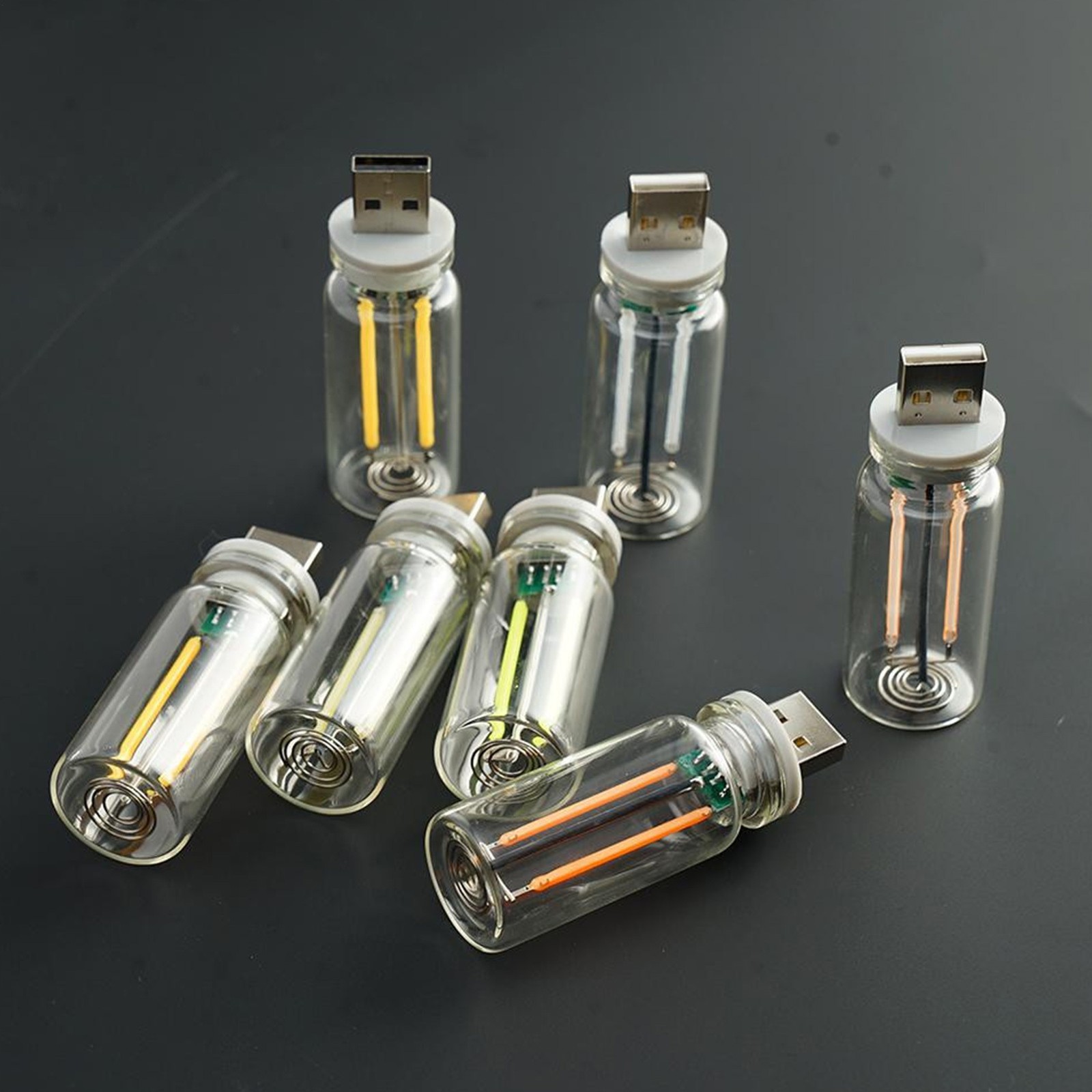 USB LED Touch Control Glass Bottle Light for Car Charging Port