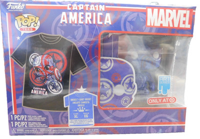 Funko POP Captain America  Marvel Exclusive Art Series XL- T-Shirt & Bobble-Head