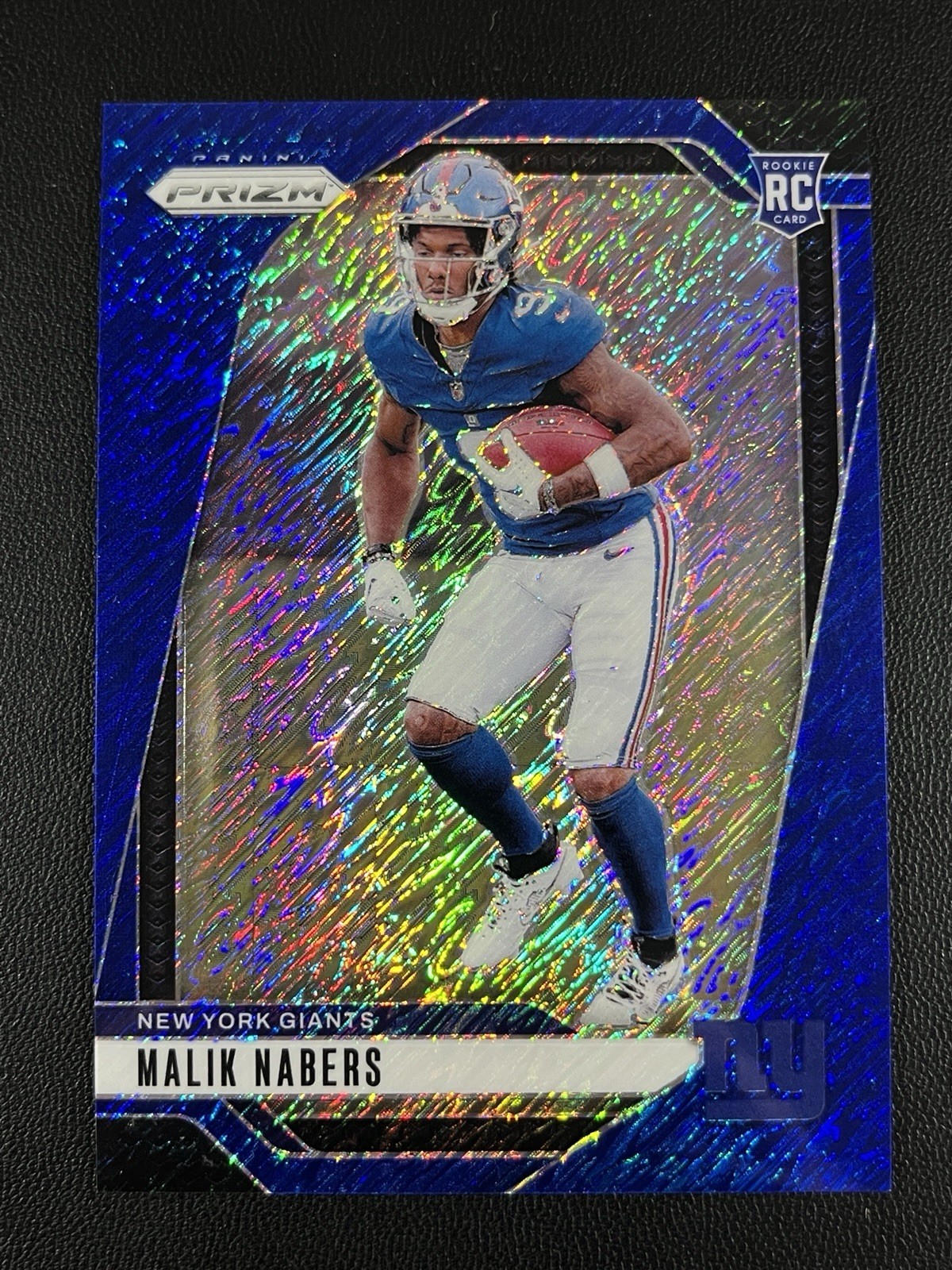 2024 Panini Prizm #370 Malik Nabers Blue Shimmer 18/25 RC