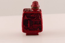 China Riechfl&auml;schchen Flakon snuff bottle Rotlack Landschaft signiert