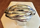 Vintage 10mm Puzzle Ring Seven Band Interlocking 925 Silver Italy Sz8 Designer