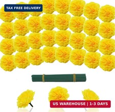 Artificial Marigold Flowers, 60 Pcs Silk Flowers Yellow Marigolds for Day of The