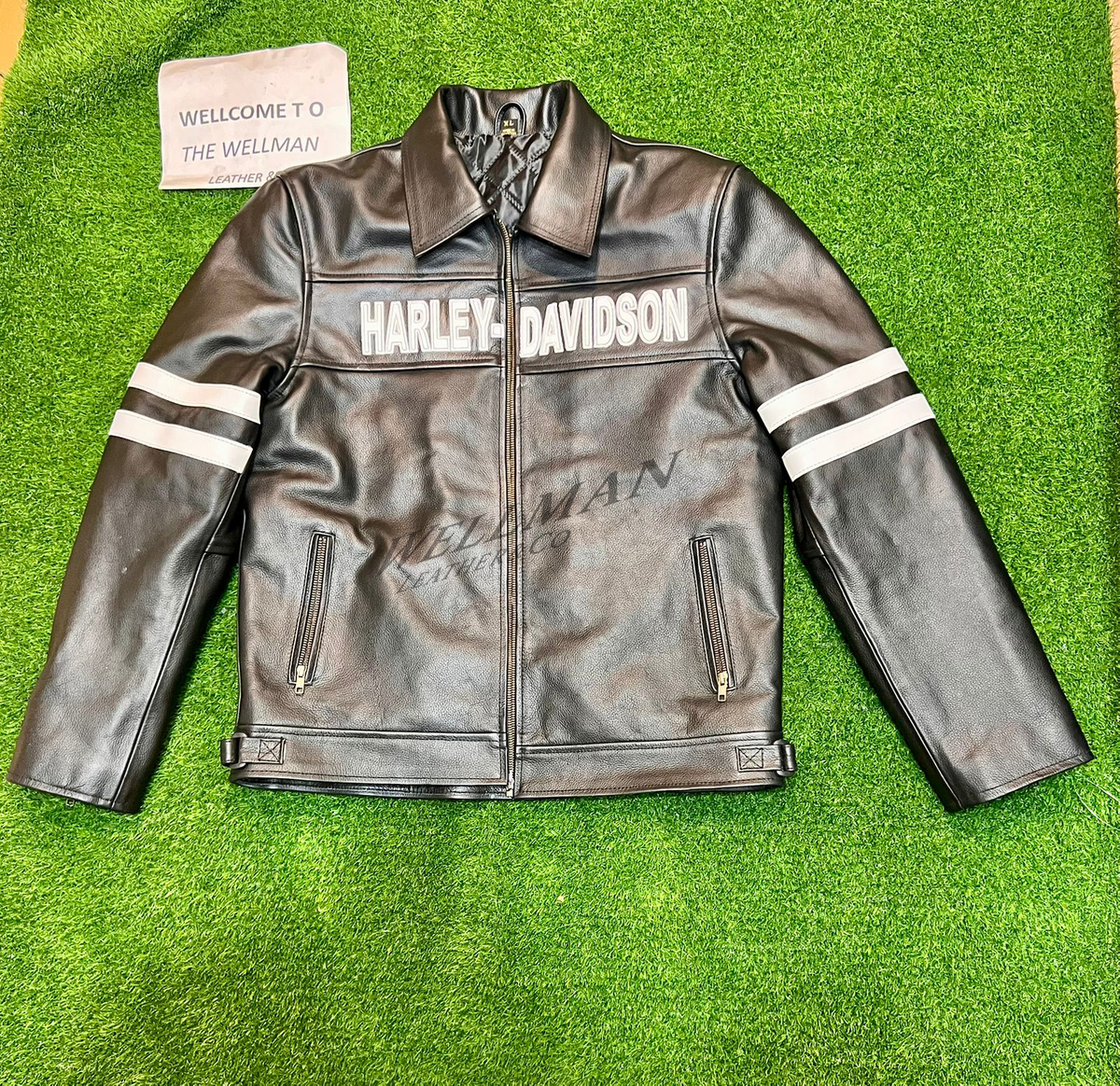 Harley Davidson Men's Black Motorcycle Biker Jacket Real Cowhide