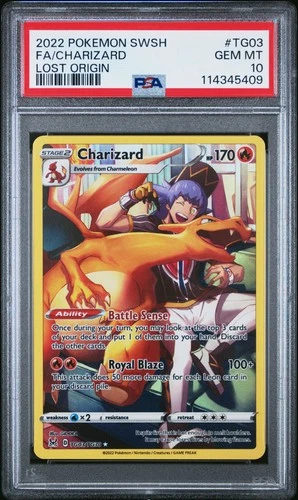 2022 POKEMON SWORD & SHIELD LOST ORIGIN #TG03 FULL ART/CHARIZARD PSA 10
