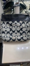 Coach Signature Zoe Hobo Shoulder Bag, Black/Gray, Blue Lining, leather trim