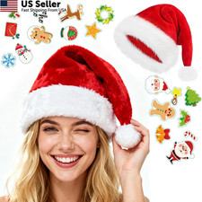 HAOSJINY Santa Hat, Christmas Hat With 20 Diy Holiday Adult, Classic Red