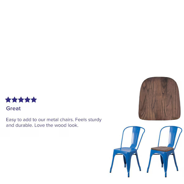 Flash Furniture Chair Seat,Rustic Walnut,Metal CH-31230M1D-GG Flash Furniture
