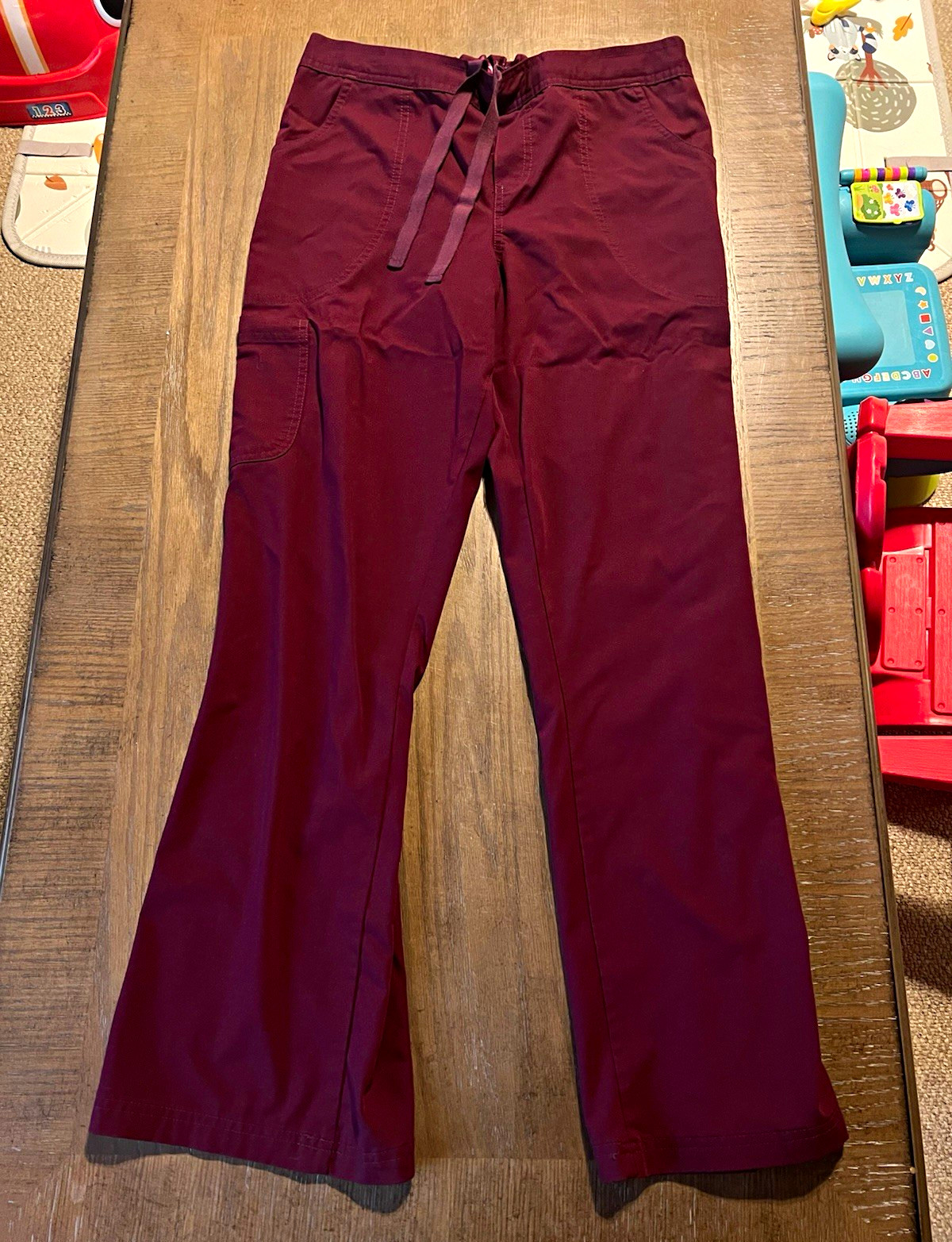 Urbane  Women’s Burgundy Solid Medical Scrub Pants with Drawstring Waist