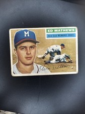 1956 Topps - Eddie Mathews #107 White Back