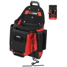 Small Electrician Tool Pouch for Tool Belt with Belt Clip Attachment 9 Pocket...