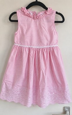 Primark Mädchen Kleid A-Linie rosa/weiß gestreift Spitze Unterrock Gr. 98