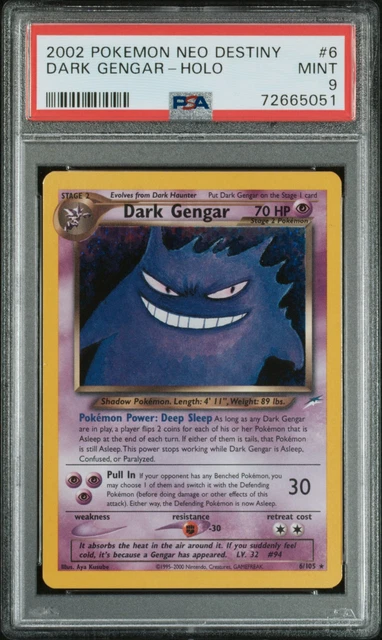 2002 POKEMON NEO DESTINY #6 DARK GENGAR-HOLO PSA 9