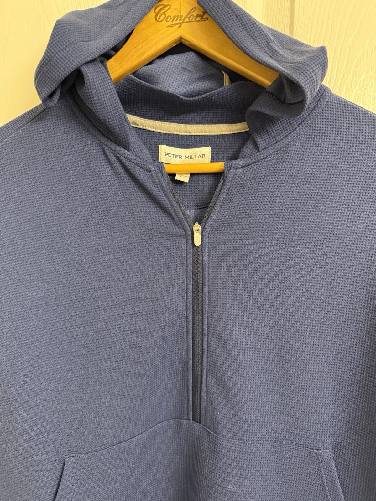Peter Millar Grid Performance 1/2 Zip Hoodie Blue… - image 3