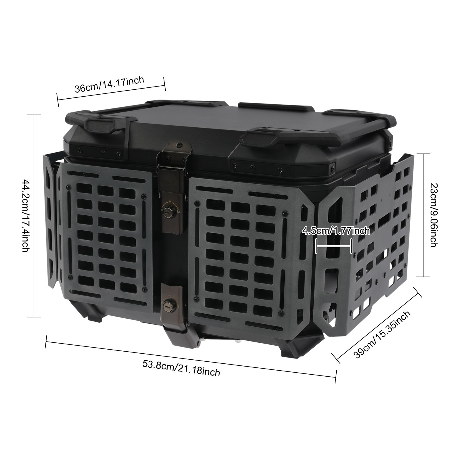 55L Motorcycle Rear Top Box Black Aluminium Alloy Tail Carrier Luggage Toolcase 2