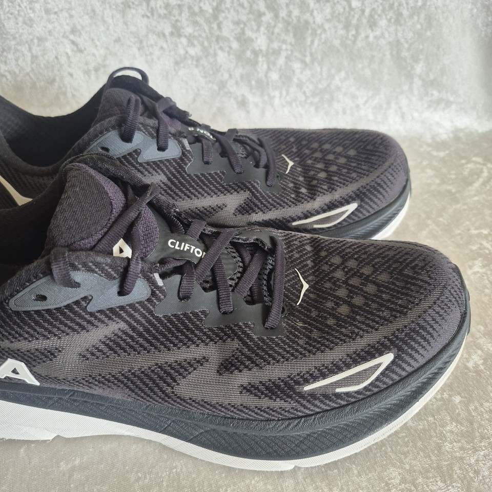 HOKA One One Clifton 9 Men’s Running Shoes Black White Mesh Lightweight ...