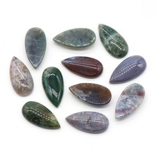 12pcs 15x30mm Natural Indian Agate Stone Teardrop CAB CABOCHON for DIY Jewelry