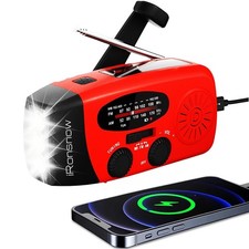 Solar Emergency Hand Crank Weather Radio, 2000mAh NOAA AM/FM
