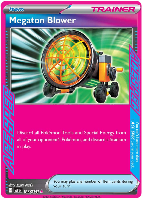 MEGATON BLOWER 182/191 SURGING SPARKS POKEMON (ACE SPEC, NM)