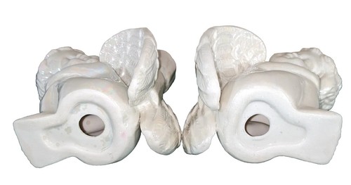 Angel Taper Candle Holders Vintage Pair Holiday Bookends White Cherub - Picture 9 of 12