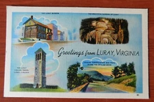 Greetings from Luray, Virginia: Museum Caverns Tower - linen postcard