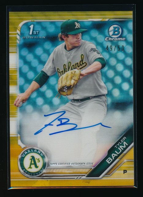 TYLER BAUM AUTO 2019 Bowman Chrome Draft Autograph GOLD REFRACTOR #/50 Rookie RC
