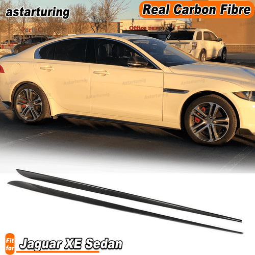 Fit For Jaguar XE Sedan 2015-2017 REAL CARBON Side Skirts Extension Lip Spoiler  - Bild 1 von 12
