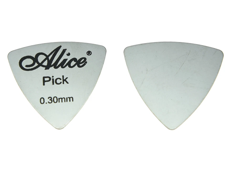 30 piezas Selecciones de guitarra Alice púas triangulares de acero inoxidable con 0,3 mm de grosor Foto 3 de 3