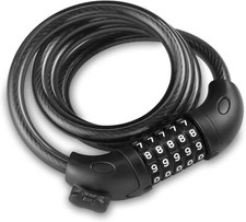 BLACK Bike Lock with 5-Digit Code, 1.2m/4ft Bicycle Lock Combination Cable Lock
