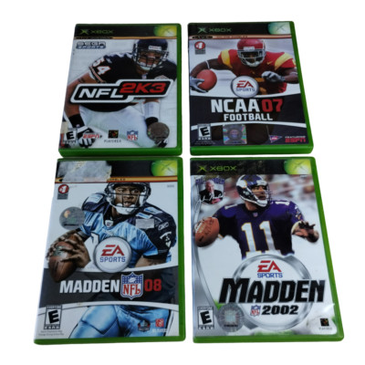 Microsoft Xbox Lot of 4 Video Games NFL 2K3 NCAA 07 Football Madden NFL 08 +