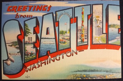 Large Letters Seattle Large Letter Greetings from Seattle Washington WA View c1940s Postcard ...
