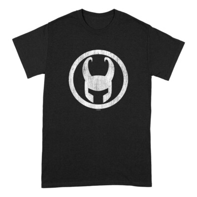 Marvel Loki Herren T-Shirt Schwarz Logo Baumwolle Kurzarm L-XL Neu