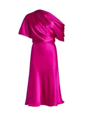 open lace back dress Fluid Satin Off-The-Shoulder Gown Slate / 4