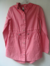 NWT Old Navy Girls Pink Light Weight Jacket Hood Zip Button Cinch Waist, Size XL