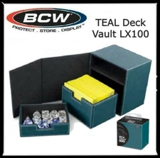 1 Quality BCW Deck TEAL Case LX 100 Gaming Cards Storage Removable Tray & Box 